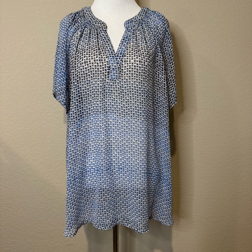 Blue and White Patterned Tunic Top a.n.a. 2X